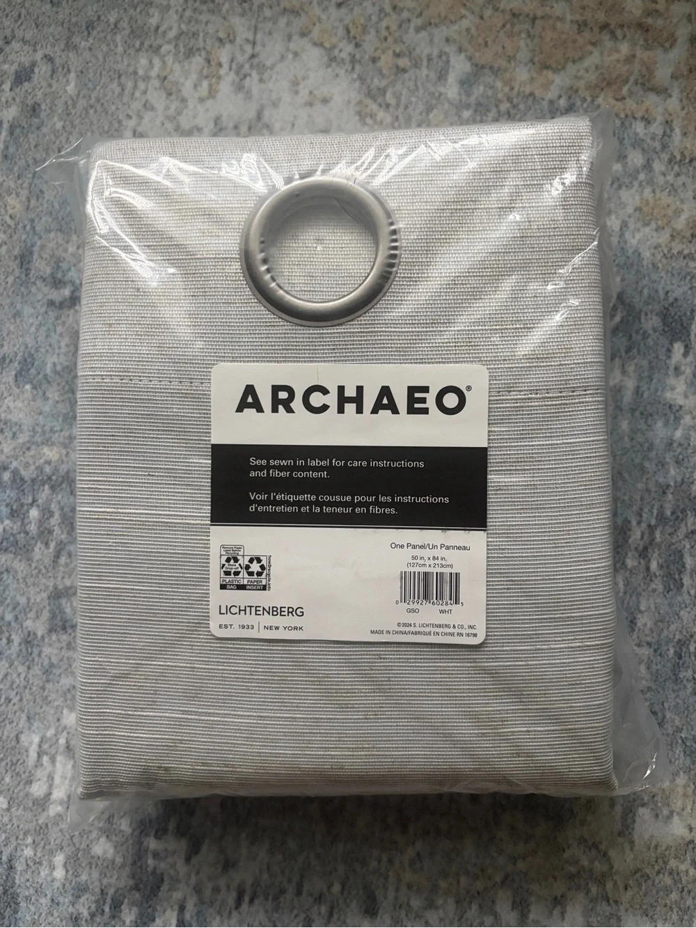 ARCHAEO blackout Textured Grommet Curtain Panel - SET of 2– white textured linen